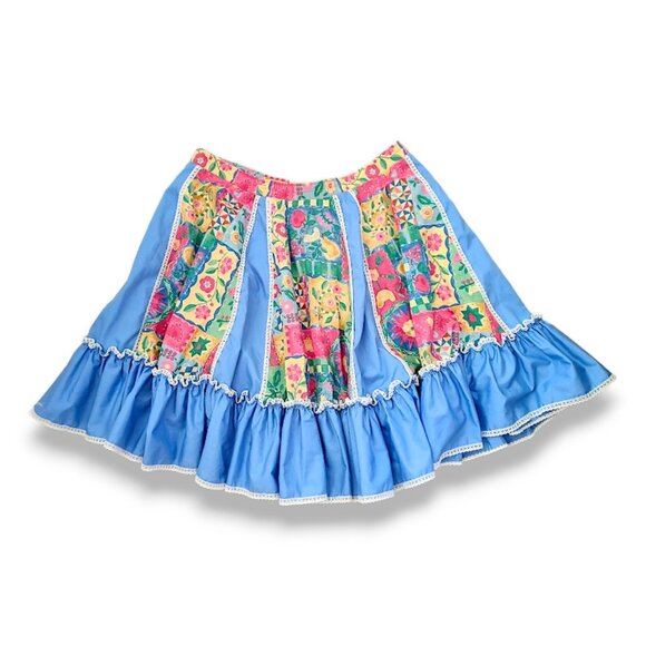 Malco Modes vintage 70's high-waisted paneled tiered floral gypsy circular skirt - Picture 5 of 9
